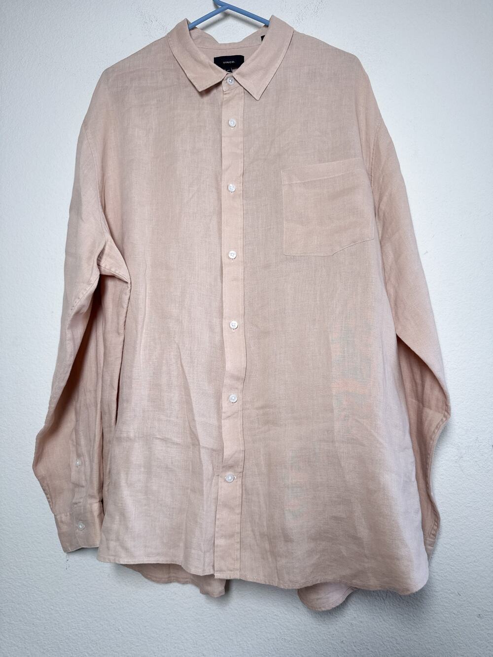 Vince Men’s Beige 100% Linen Classic Fit Shirt XXL